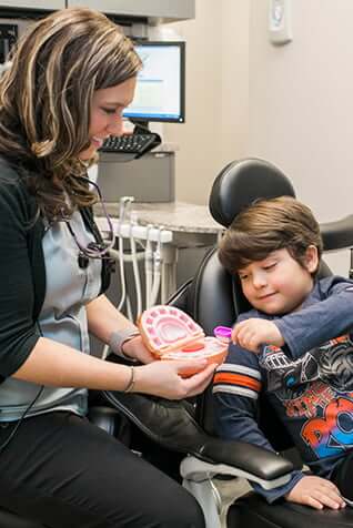 Dr. Costello with a patient