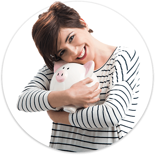 woman holding a piggy bank